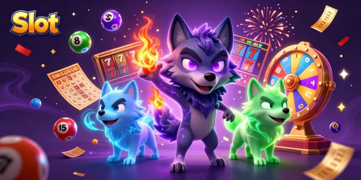 Experience thrilling Slot gameplay with vibrant visuals and dynamic elements in this 3D illustration.