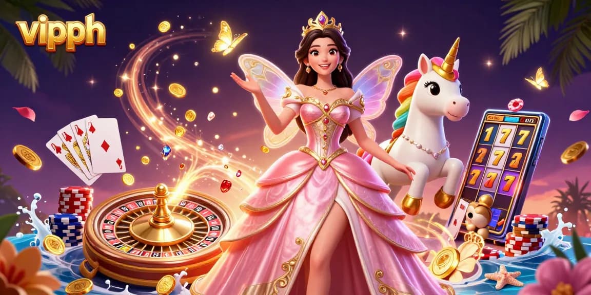 Experience the thrill of vipph with a glamorous 3D casino scene featuring magical elements.