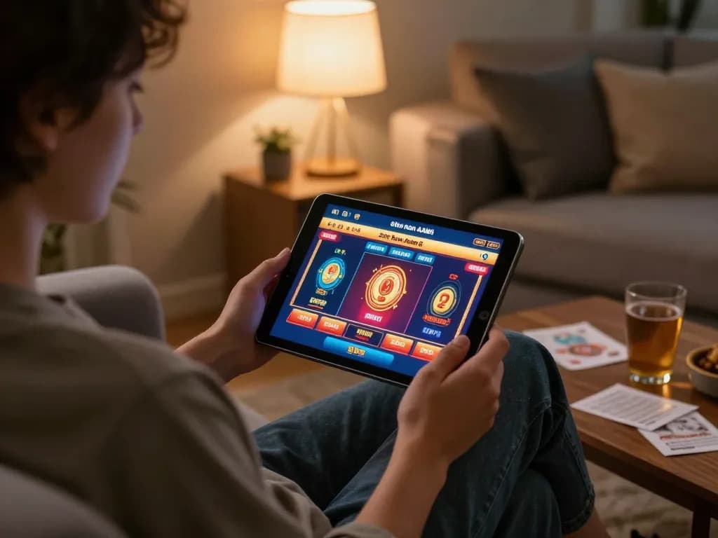 Impegnarsi nel gioco d'azzardo online su siti non AAMS dal comfort di casa con un tablet.