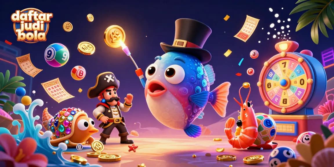 Engage in daftar judi bola with vibrant lottery elements and dynamic casino characters.