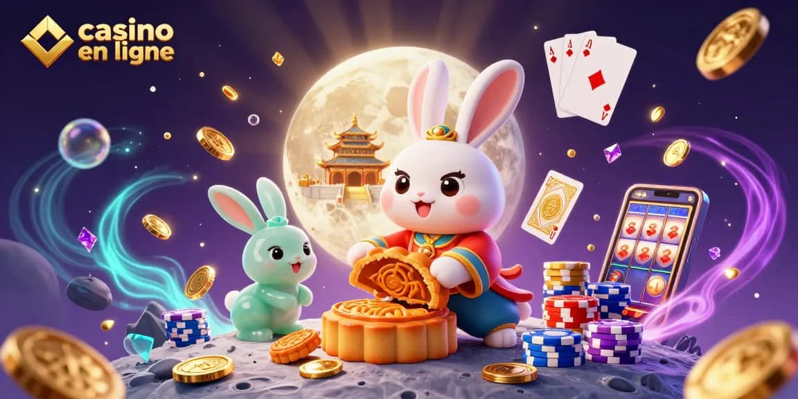Jouer au casino en ligne avec des personnages colorés sur la lune, révélant des jetons de poker.