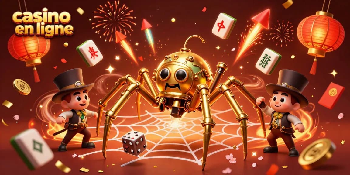 Capturez l'adrénaline du casino en ligne dans une illustration dynamique remplie de jeux et d'éléments de chance.