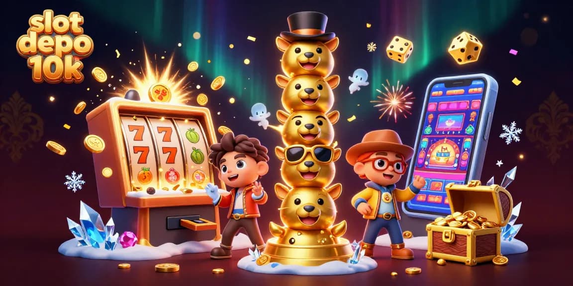 Experience the excitement of slot depo 10k, showcasing jackpots and vibrant casino gameplay.