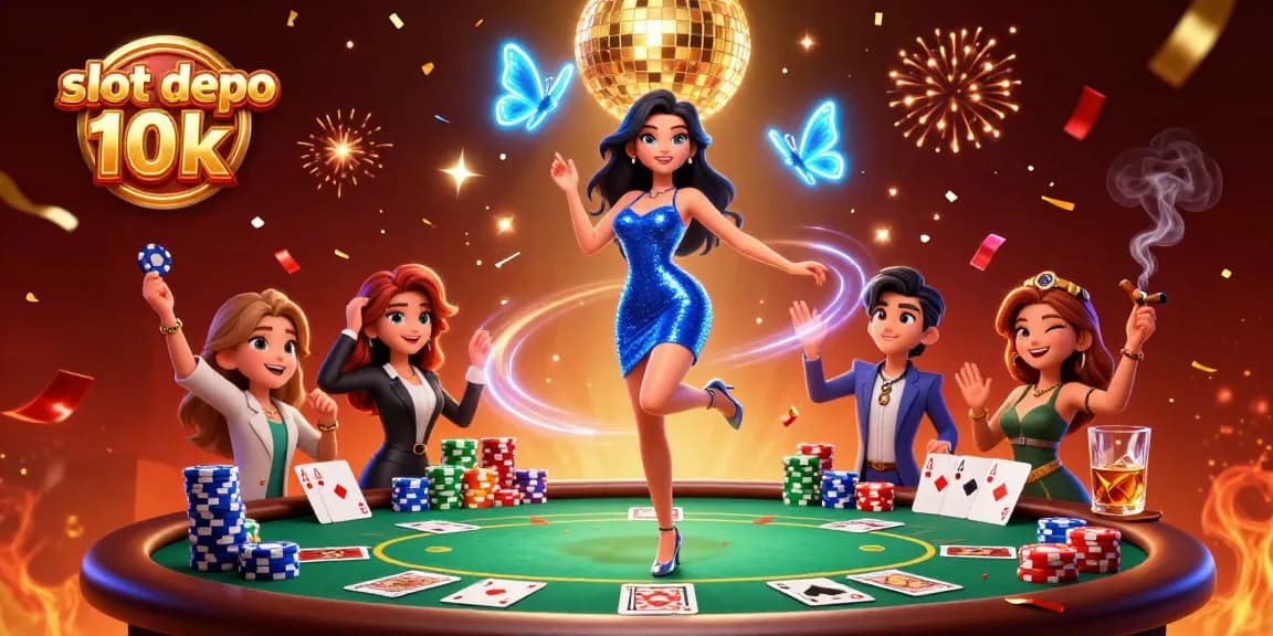 Engage with slot depo 10k and enjoy thrilling gameplay with vibrant 3D casino illustration.