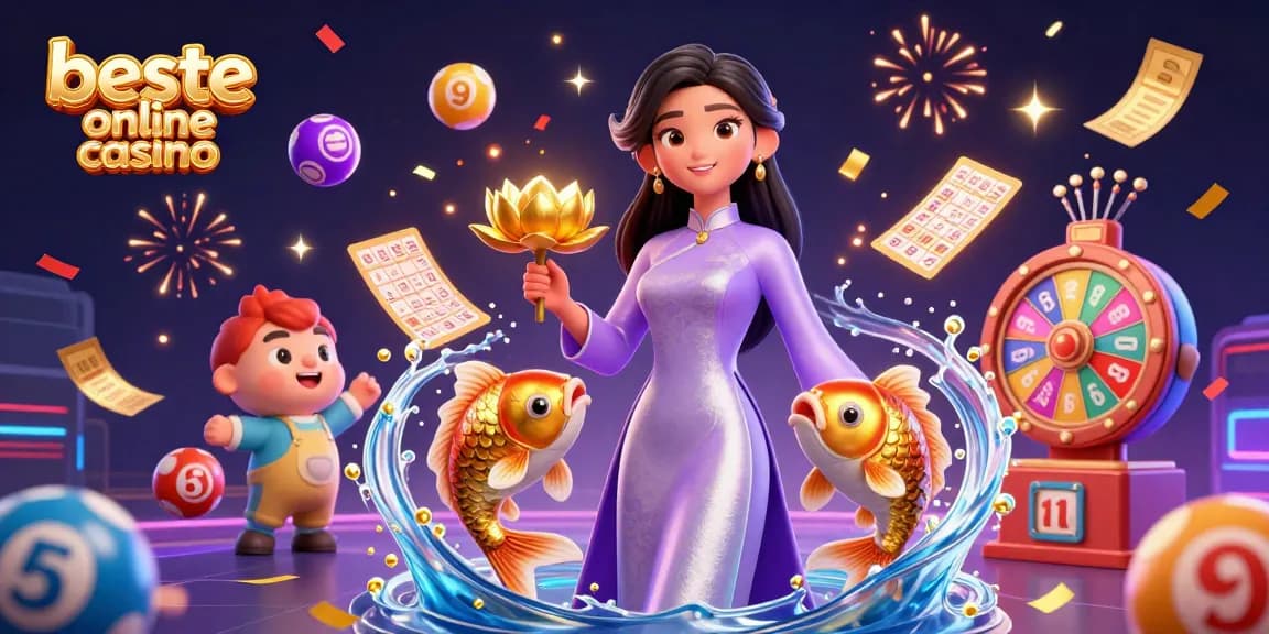 Win big at the beste online casino with dynamic gaming elements in a colorful 3D scene.