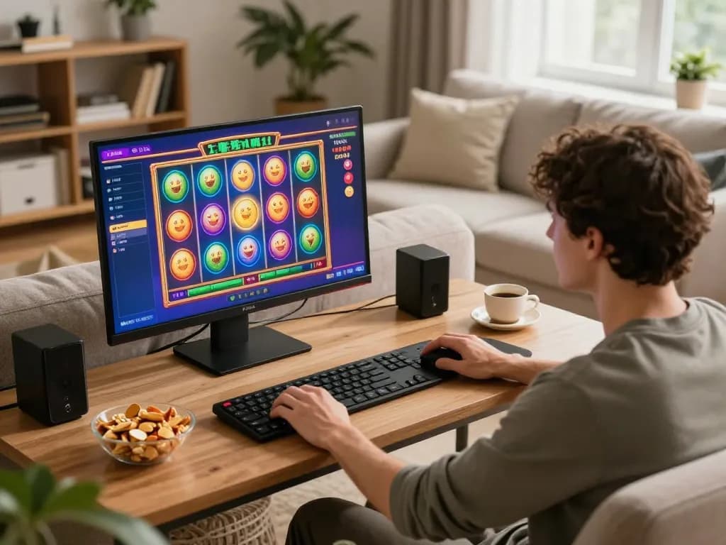 Sunwin online slot game displayed on computer setup capturing exciting gameplay moments