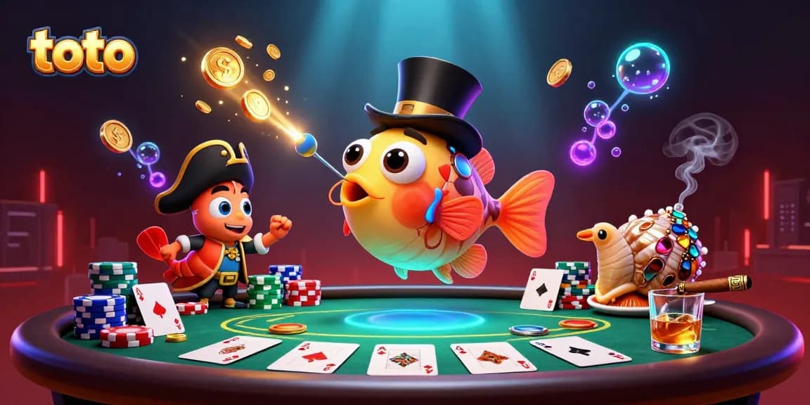 Play casino games with toto, a glowing anglerfish attracts golden coins in this vibrant underwater scene.