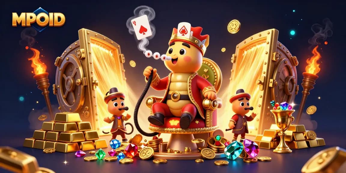 MPOID captivates players with an energetic casino scene featuring vibrant characters and rich game elements.
