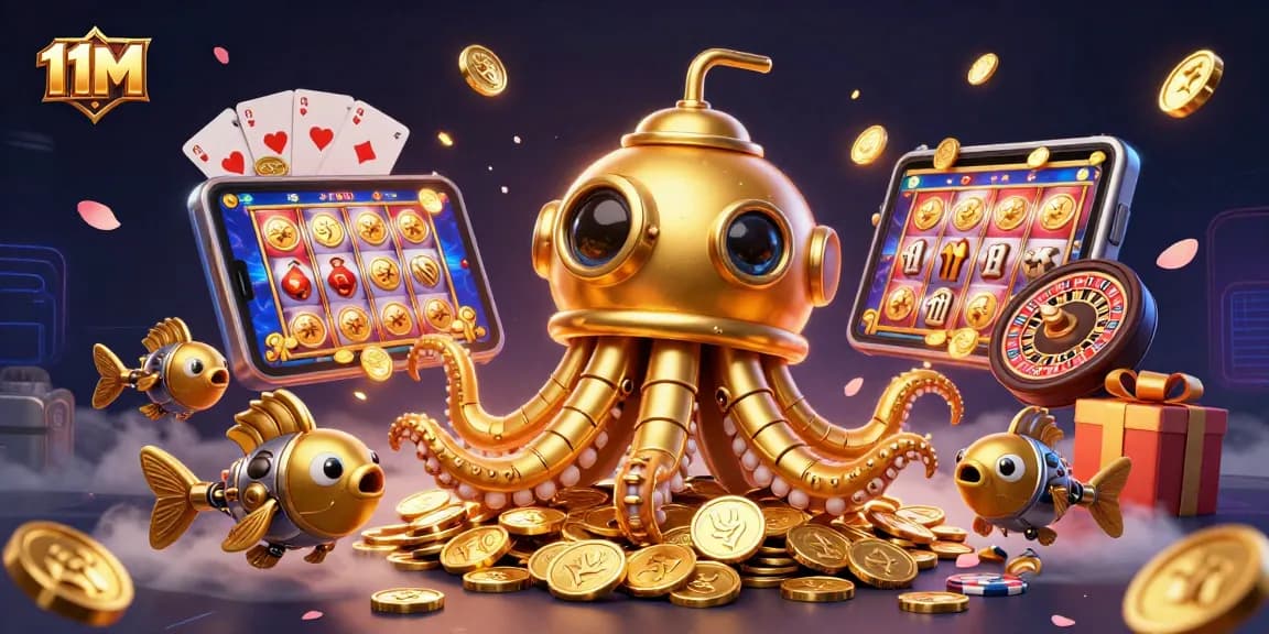Experience the thrill of 11M with a golden kraken submarine in an ocean of casino delights.