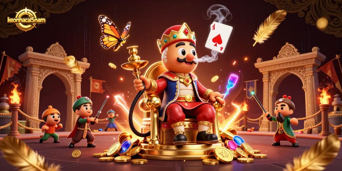 Betting with leading indicators from keonhacai5nam while surrounded by dynamic gambling symbols and elements.