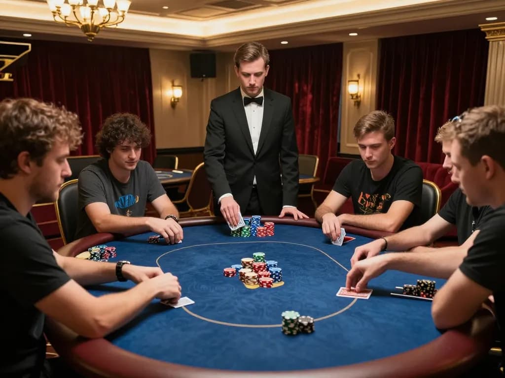 Intense gameplay at DN88 đăng nhập poker table highlighting strategic player interactions.