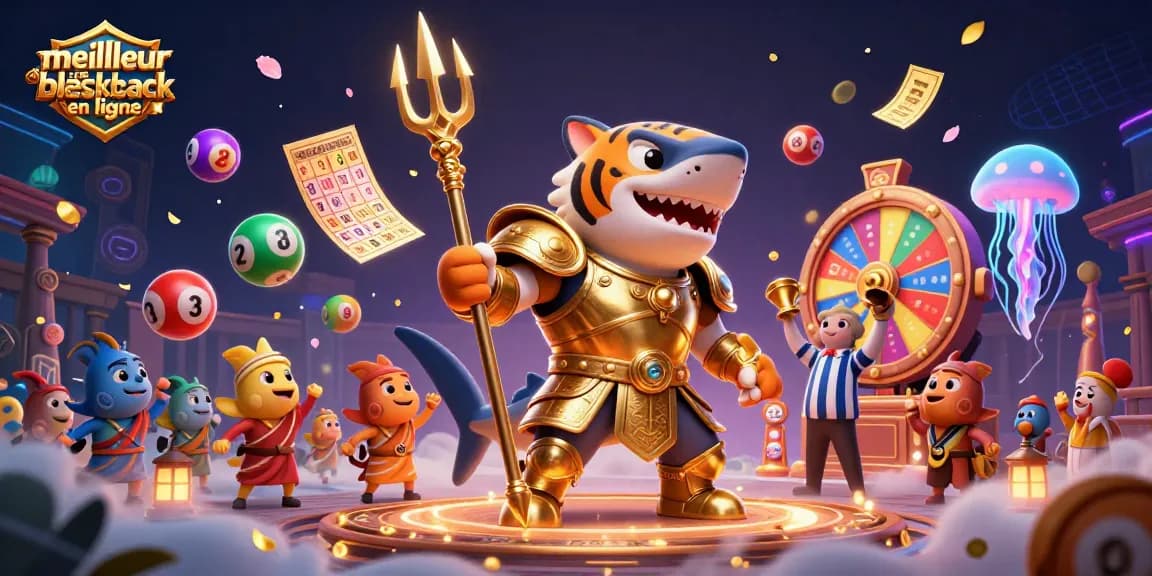 Découvrez le meilleur site blackjack en ligne grâce à une illustration colorée de la dynamique scène de casino sous-marine.
