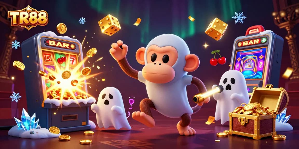 Experience the magic of TR88 as the playful poltergeist juggles golden riches in a luxurious haunted casino.