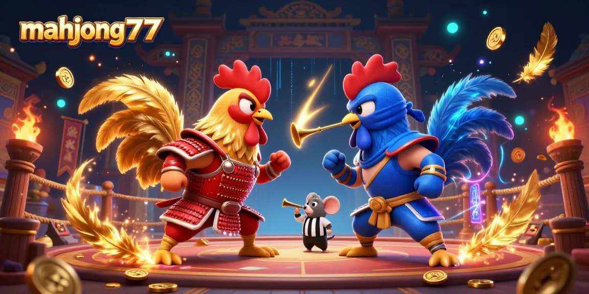 Engage with thrilling mahjong777 action featuring dynamic roosters in an electrifying standoff.