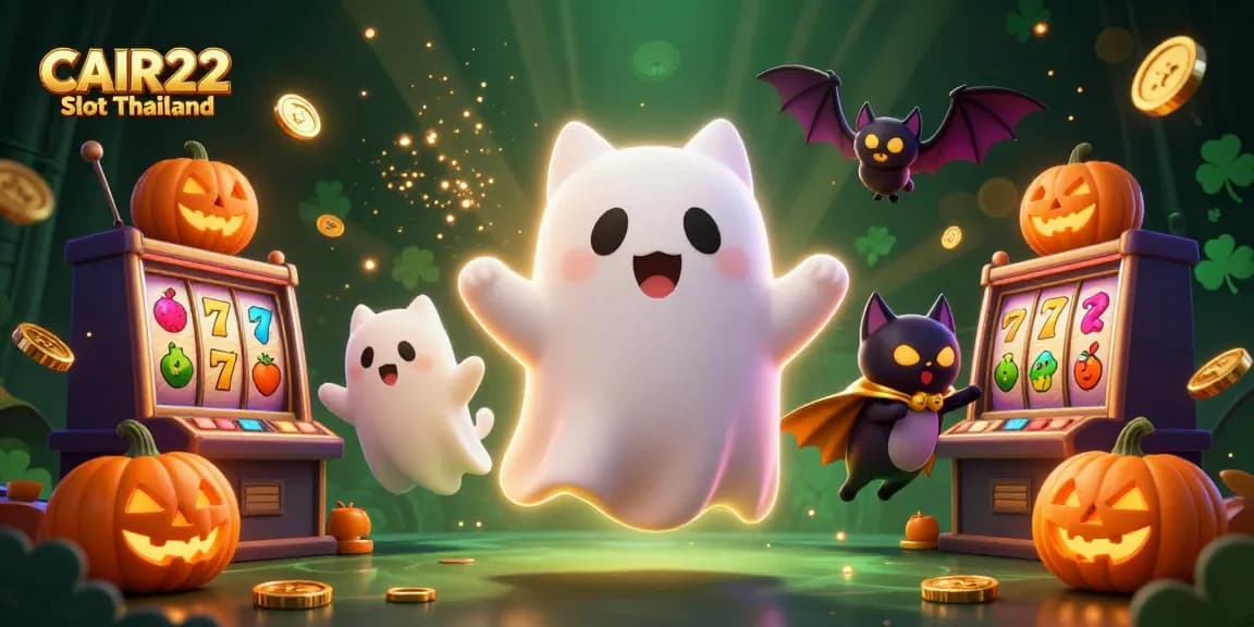 Menangkan pengalaman bermain CAIR22 Slot Thailand dengan kucing hantu dan elemen kasino yang menghibur.