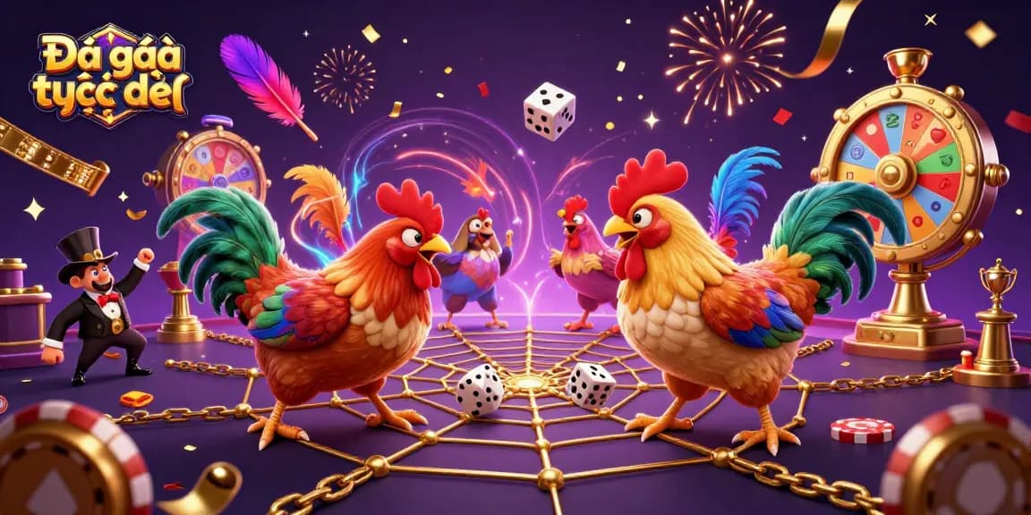 Experience Đá gà trực tiếp with fierce battles and vibrant visuals in this dynamic 3D illustration.