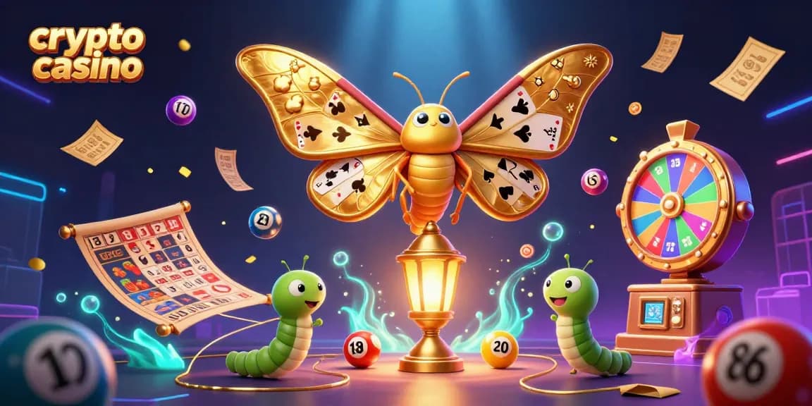 Découvrez l'univers du crypto casino avec cette illustration captivante de jeux et de chance.