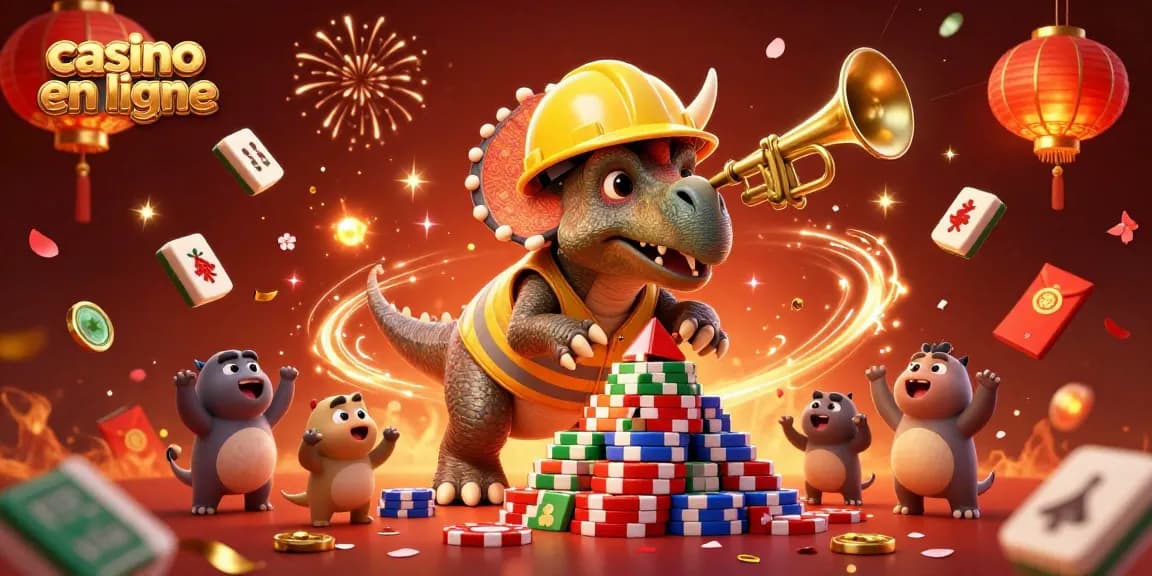 Gagnez avec le casino en ligne dans une illustration joyeuse célébrant les jeux.
