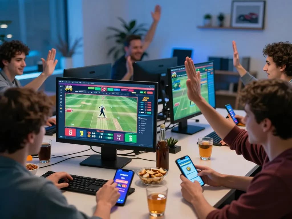 Players involved in an exciting online betting session on 99 exch platform, showcasing vibrant sports graphics and user engagement.