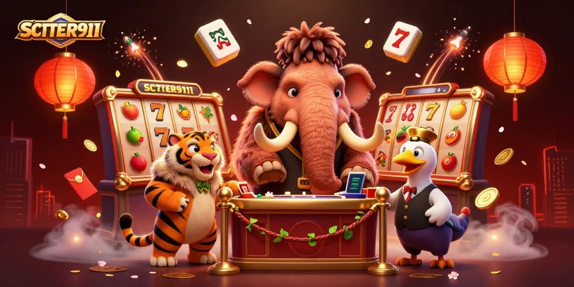 Experience SCATTER911's thrilling casino scene with vibrant characters and dynamic gaming elements.