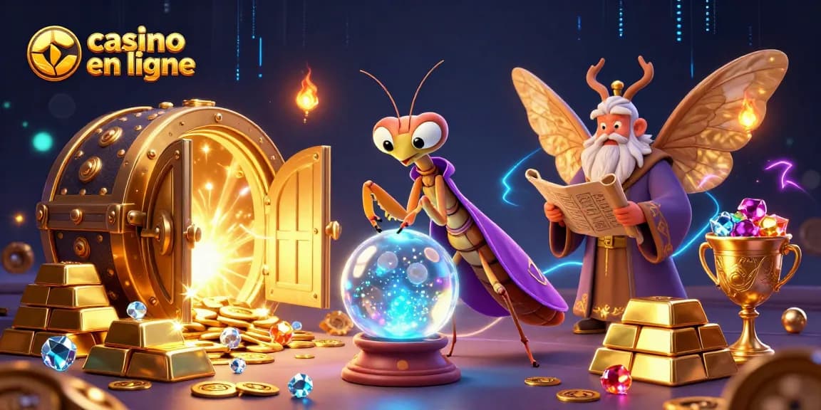 Explorez le monde captivant du casino en ligne avec des éléments magiques et des trésors scintillants.