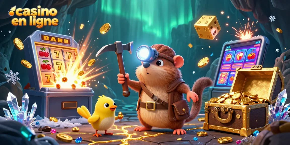 Vivez l'excitation d'un casino en ligne avec cette illustration captivante montrant un mole chasseur de trésors.