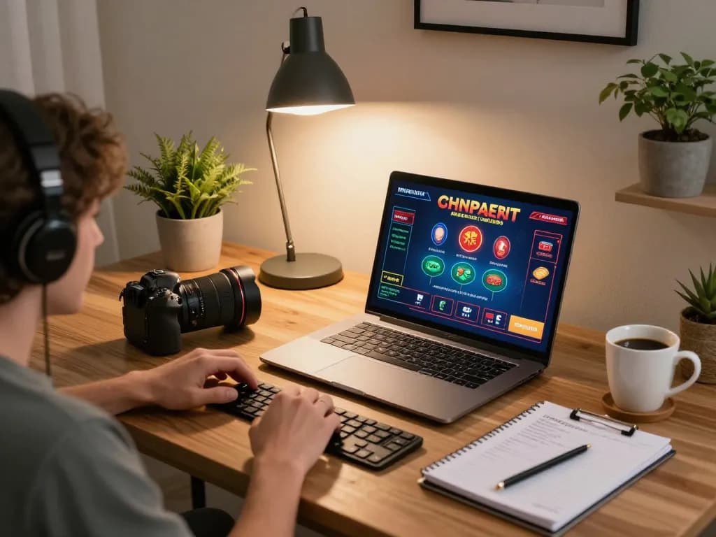 Engaged player at home using nhà cái CM88 for live dealer games, reflecting responsible gaming.