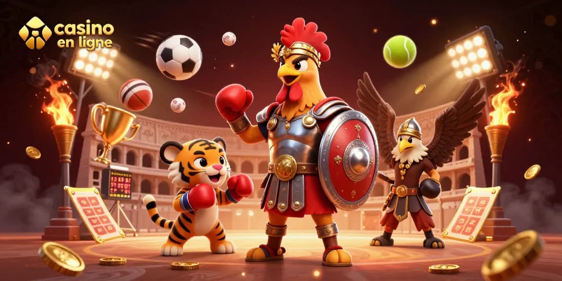 Jouez au casino en ligne avec ce célèbre gladiateur et un dragon combattant sous une ambiance dynamique.