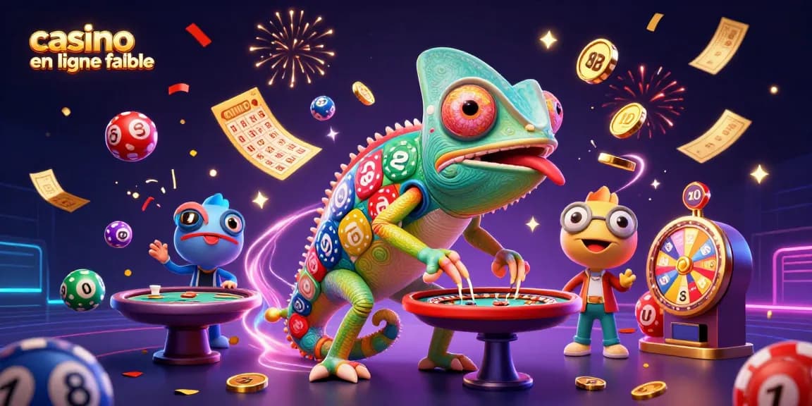 Jouez dans un casino en ligne fiable avec des éléments de jeu colorés et festifs.