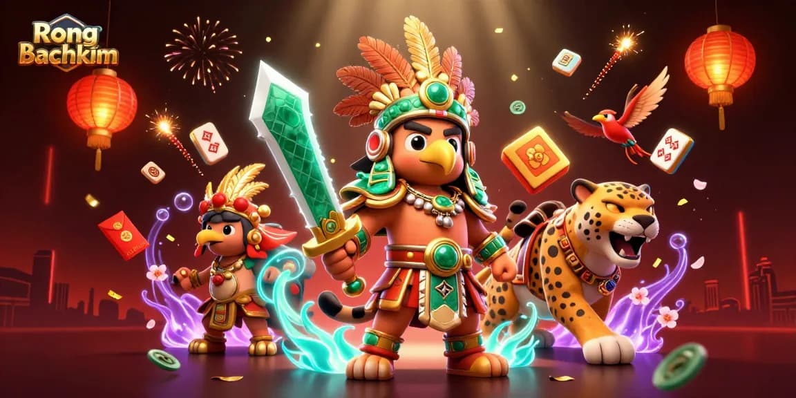 Engage in thrilling Rong bachkim lottery strategies with vibrant 3D characters and festive elements.