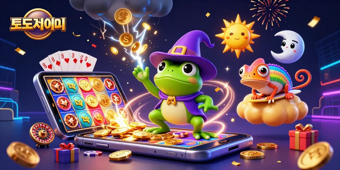 Experience thrilling wins at 토토사이트 with a dynamic scene of characters and casino elements.