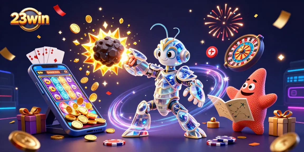 Experience thrilling wins at 23win with exciting illustrations bursting with casino energy and excitement.