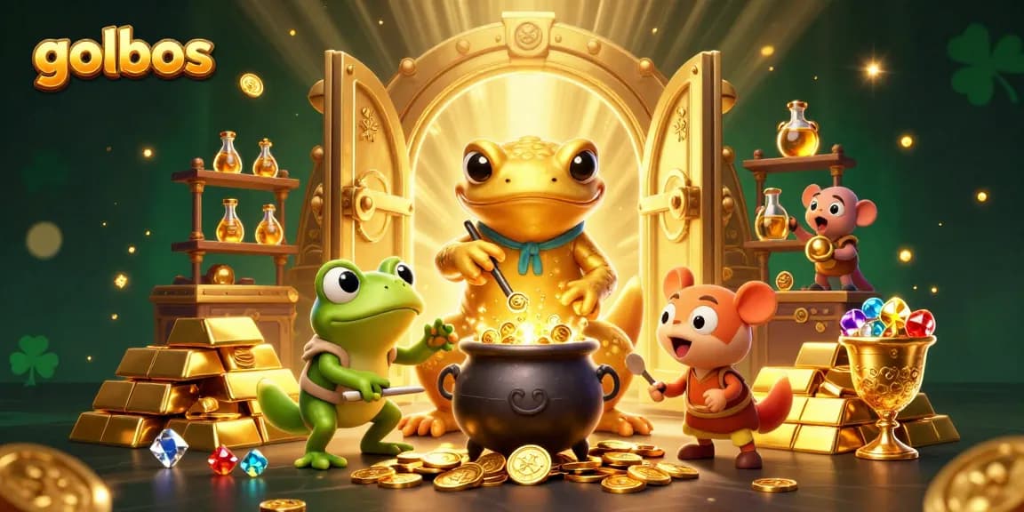 Experience lucky betting with golbos in this vibrant alchemist-themed casino scene.