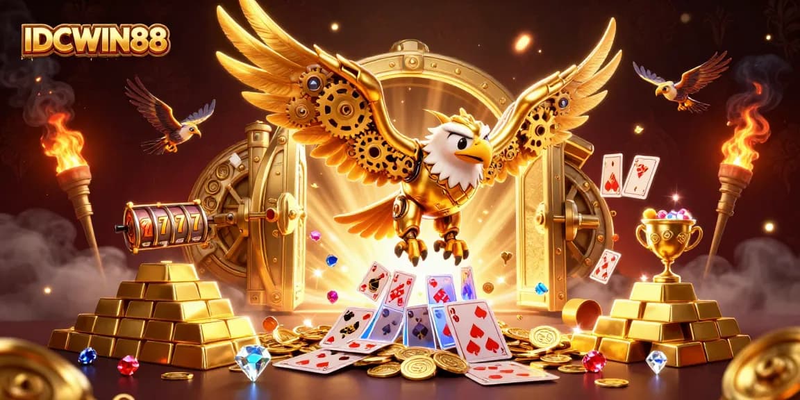 Experience thrilling wins with IDCWIN88 featuring vibrant slot reels and dynamic treasures.