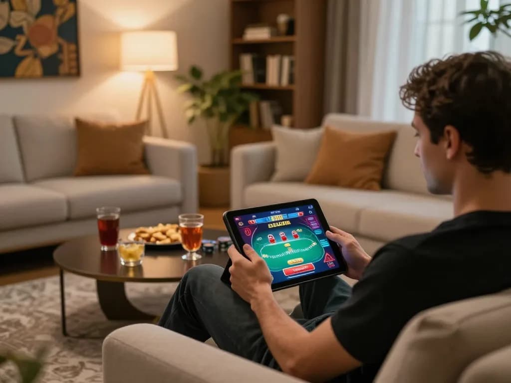 Engaging in DH88 online gaming while enjoying a cozy home atmosphere and snacks