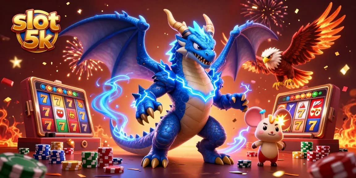 Spin the slot 5k reels with thunder dragon, wind hawk, and jackpot excitement!