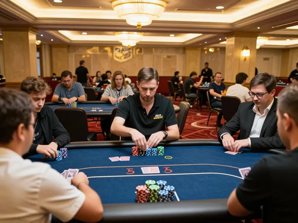 Engaged players at an okwin poker table showcasing strategic gameplay and vibrant energy