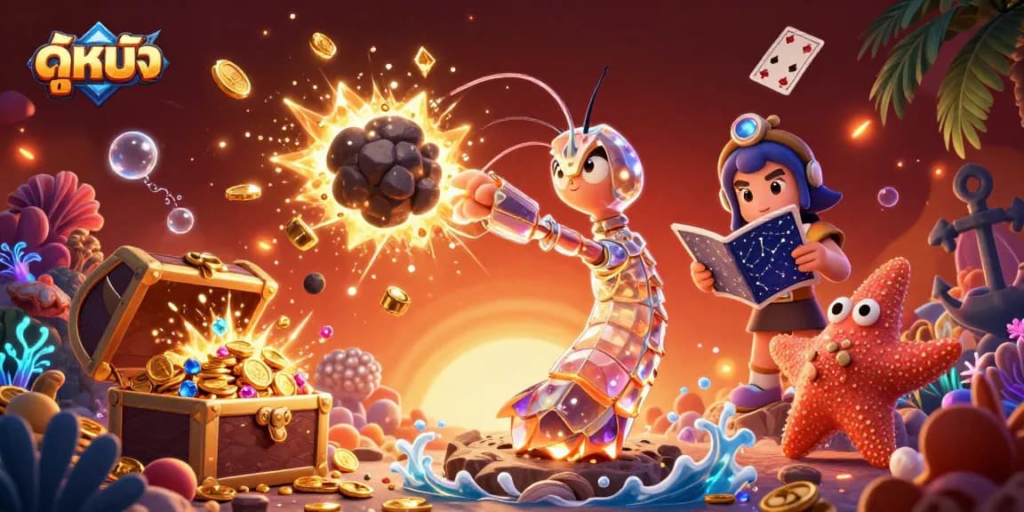 Engage with exciting ดูหนัง experiences featuring vibrant scenes of treasured gems and casino-themed elements.