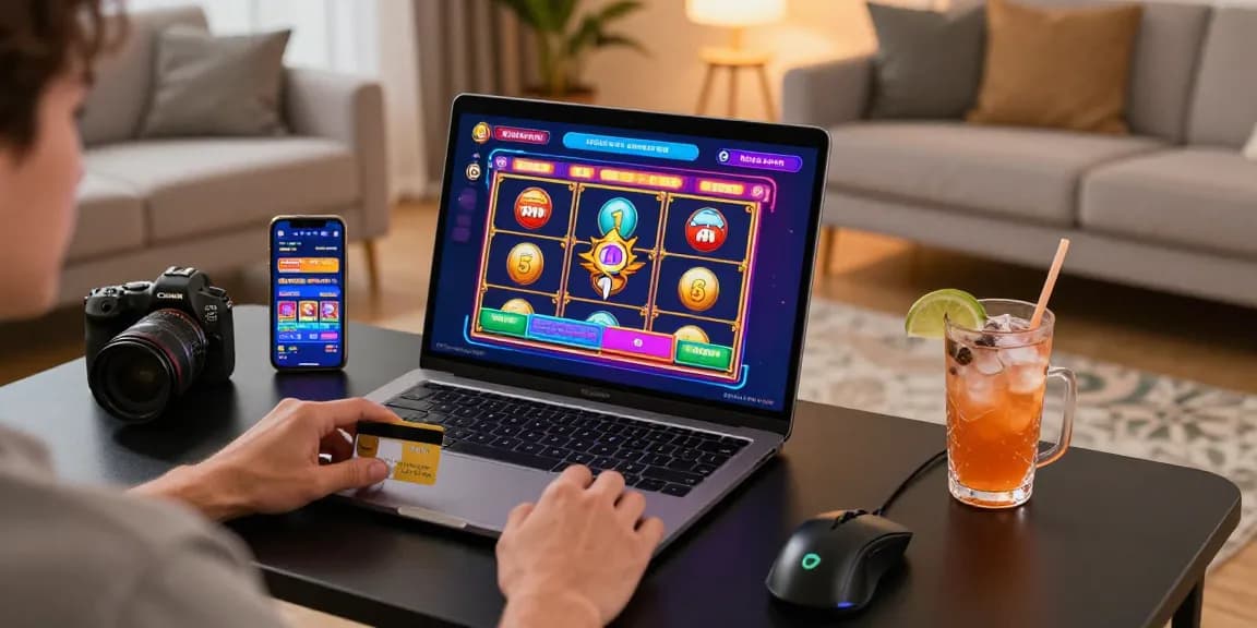 Exciting moment at online casinos that accept credit cards, showcasing a player engaging with interactive games and deposits.