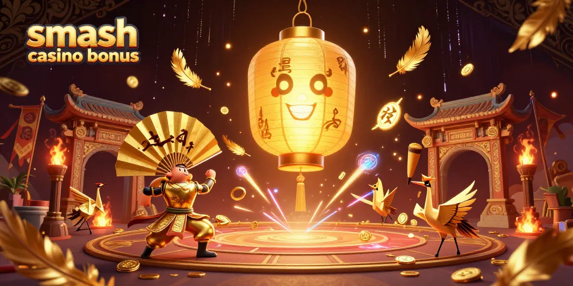 Profitez du smash casino bonus avec une illustration dynamique et colorée d'un esprit lantern lumineux.