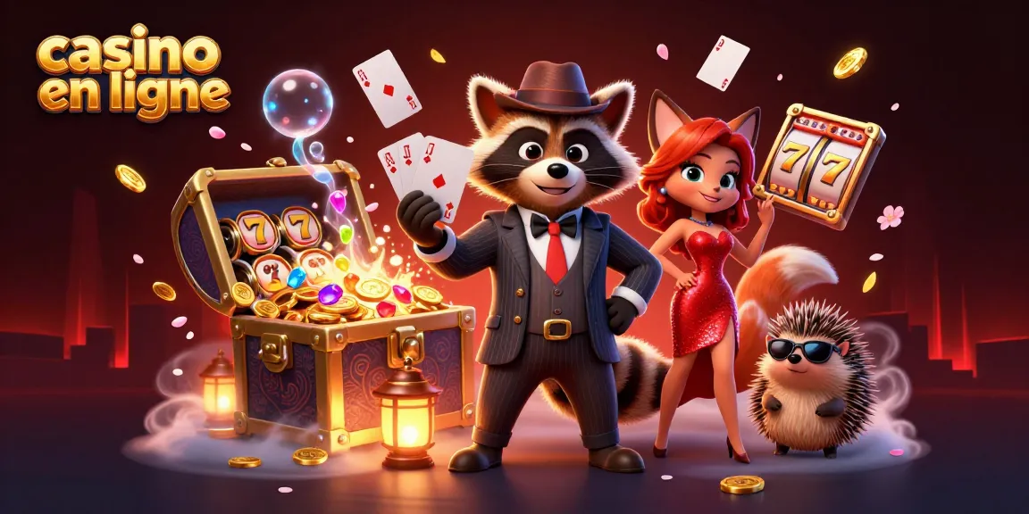Jouez à des jeux palpitants sur un casino en ligne avec un raton laveur, une renarde et un hérisson.