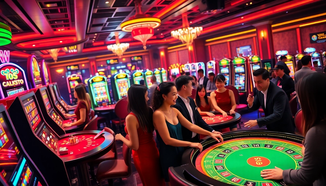 Experience the thrill of a Non gamstop casino with vibrant gaming tables and excited players.