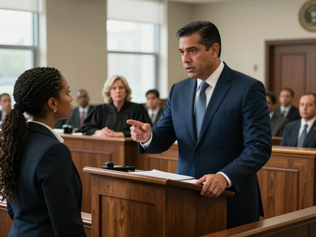 Tampa criminal defense attorney passionately defending a client in a courtroom