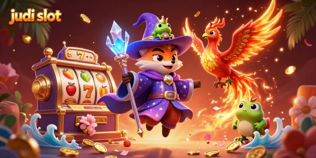 Menyaksikan judi slot yang menarik dan penuh keberuntungan dengan karakter kartun 3D di kasino digital.
