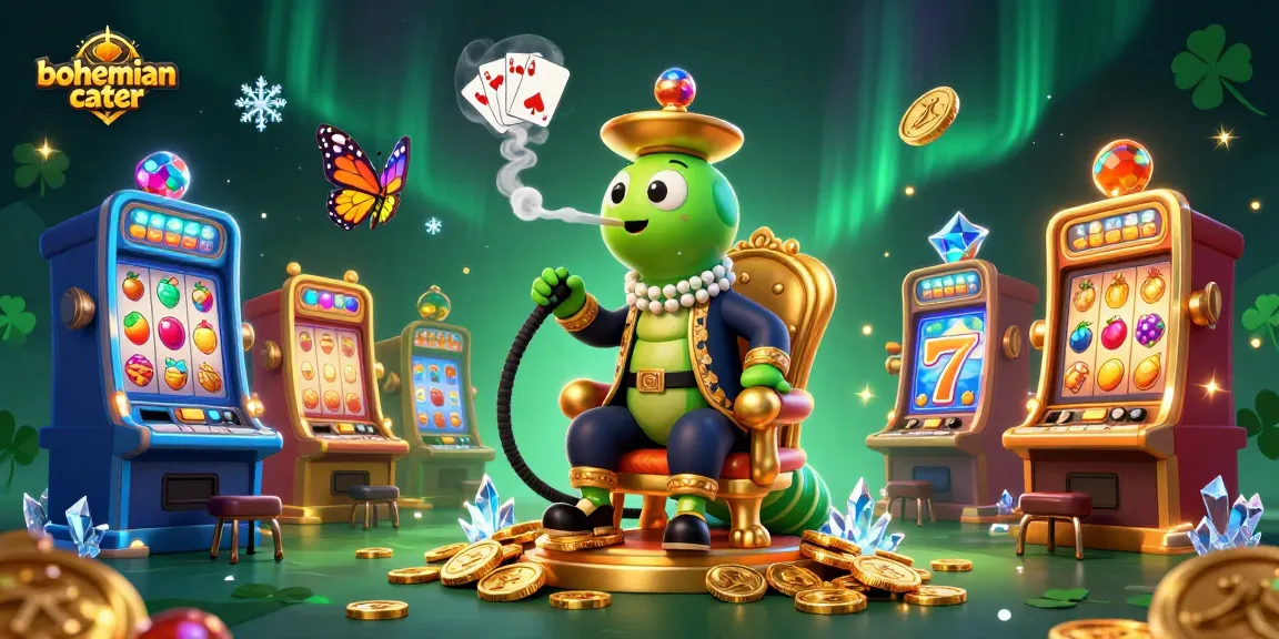 Experience thrilling gameplay at bohemiancater with a lively casino scene featuring dynamic slot machines and engaging characters.