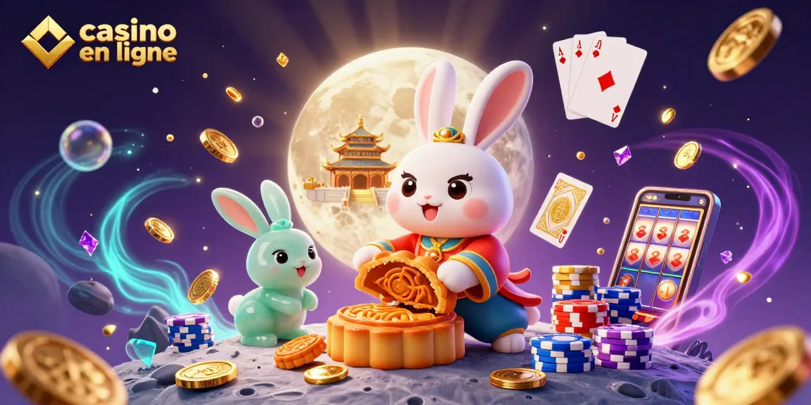 Jouer au casino en ligne avec des personnages colorés sur la lune, révélant des jetons de poker.