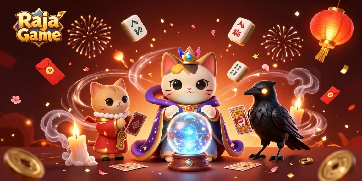 Engage with Raja Game's thrilling atmosphere featuring mystical characters and vibrant gaming elements.