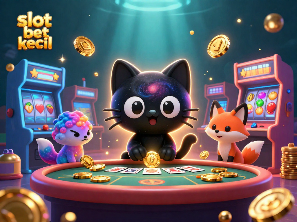 Menangkan jackpot di slot bet kecil dengan kucing hitam berputar di meja kasino berwarna-warni.