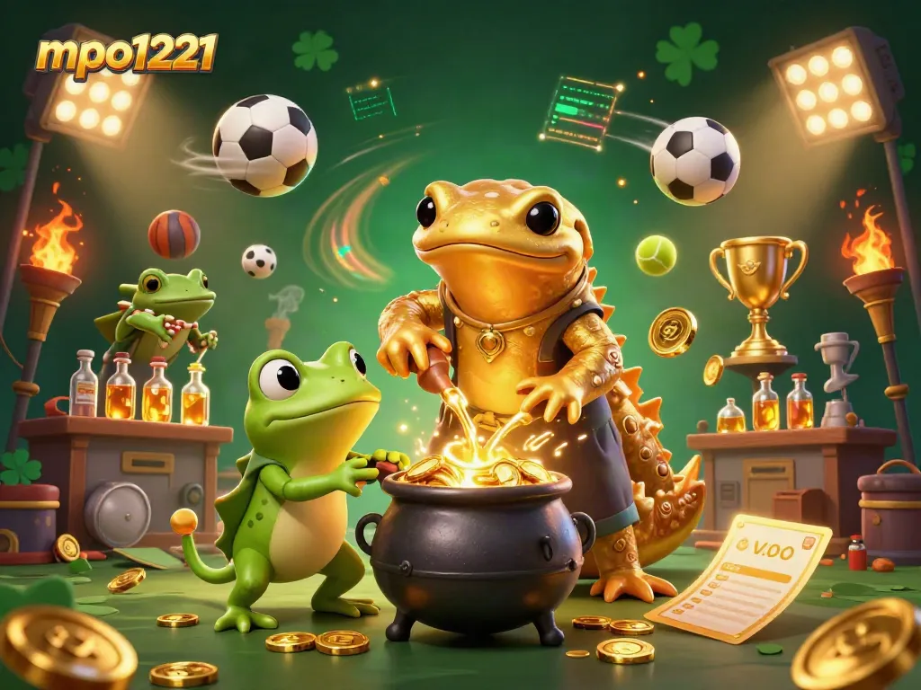 Engage with mpo1221 as a giant golden salamander alchemist and vibrant casino elements unfold in a dynamic scene.