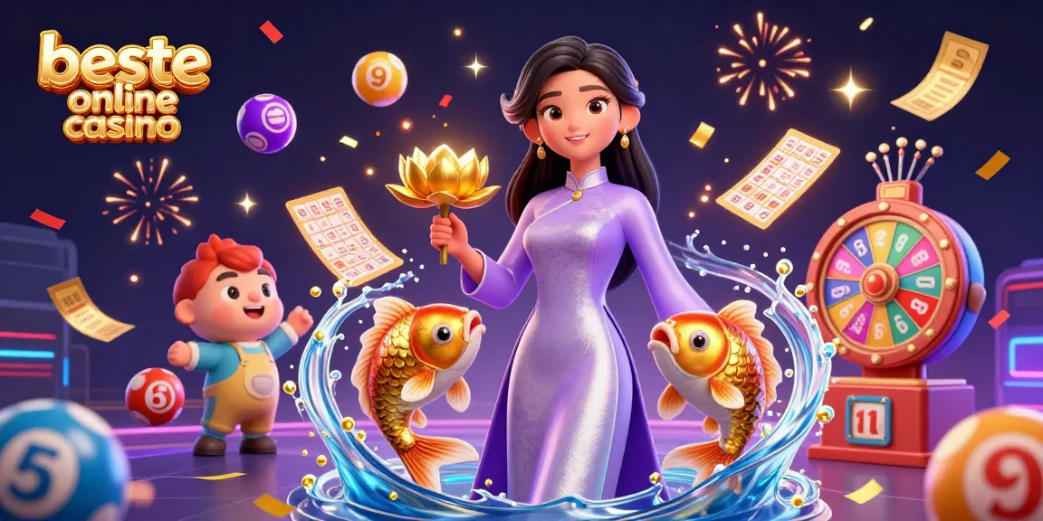 Win big at the beste online casino with dynamic gaming elements in a colorful 3D scene.
